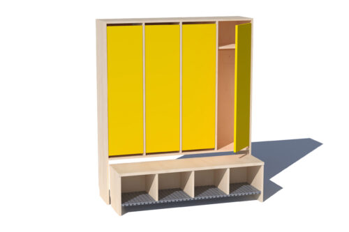 Kollane garderoobikapp metallrestiga