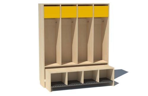 Kollane garderoobikapp metallrestiga